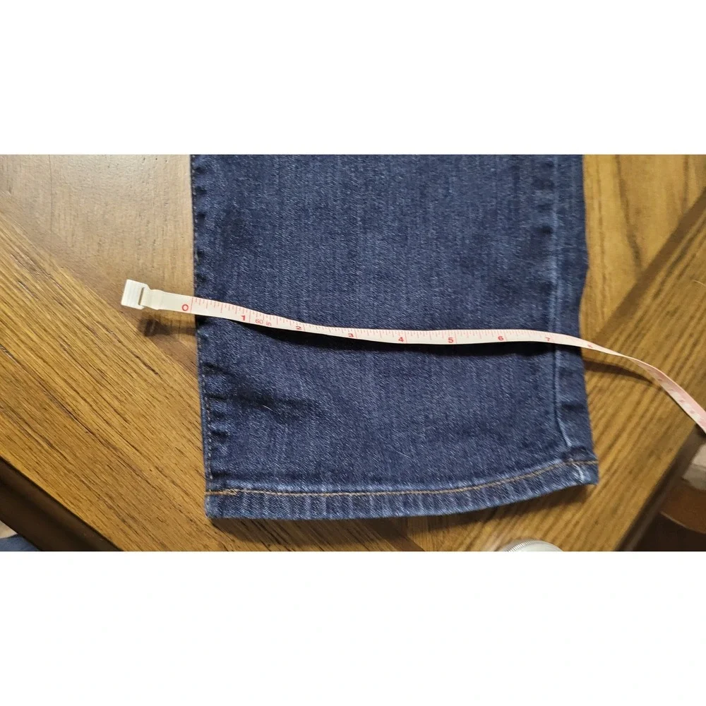 Lands' End Fit 3 Straight Leg Jeans Womens 14 Petite Dark Wash Denim Blue